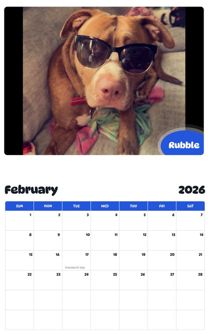 October 2025 - September 2026 Rubble - Pawidols Pet Calendar