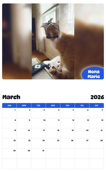 November 2025 - October 2026 Nona Marie - Pawidols Pet Calendar