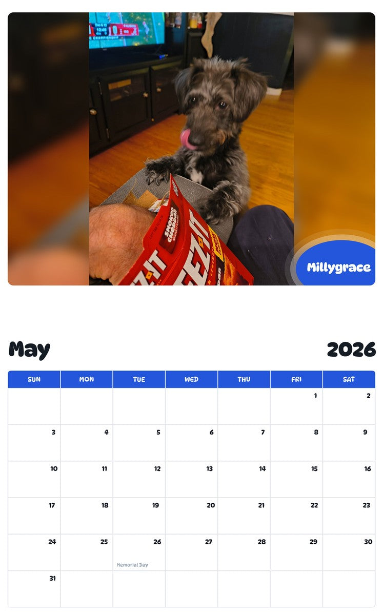 2026 - 2027 Millygrace - Pawidols Pet Calendar