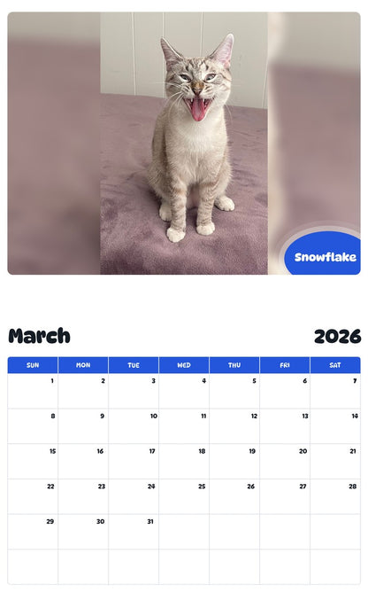 November 2025 - October 2026 Snowflake - Pawidols Pet Calendar
