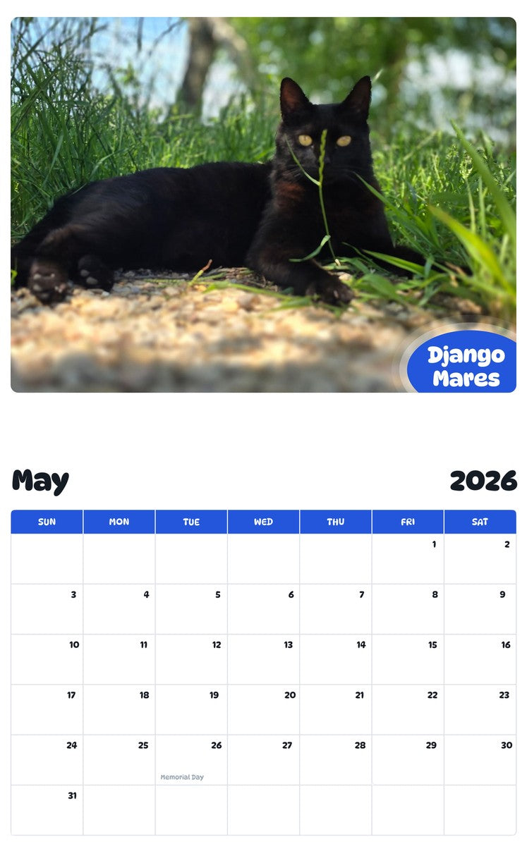 2026 - 2027 Django Mares - Pawidols Pet Calendar