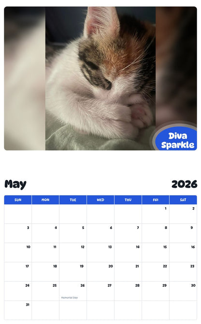 2026 - 2027 Diva Sparkle - Pawidols Pet Calendar