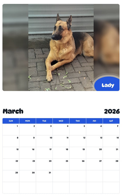 November 2025 - October 2026 Lady - Pawidols Pet Calendar