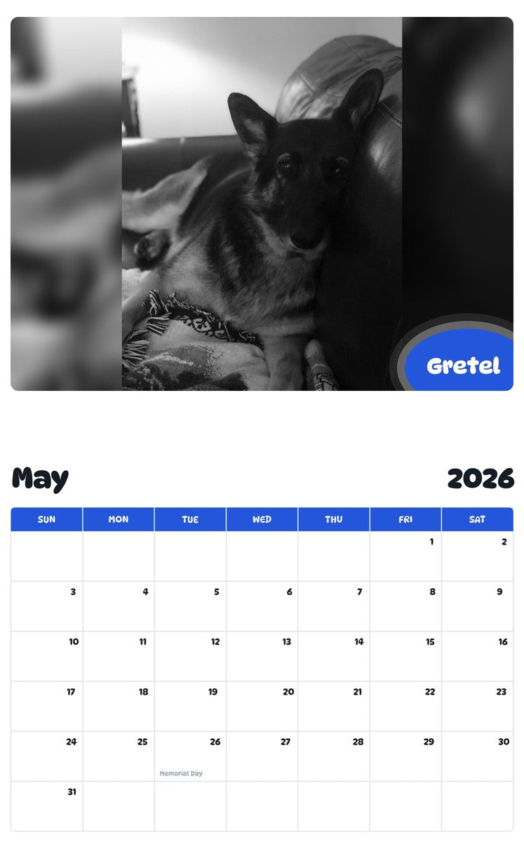 2026 - 2027 Gretel - Pawidols Pet Calendar