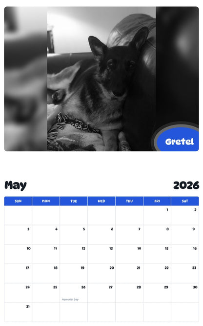 2026 - 2027 Gretel - Pawidols Pet Calendar