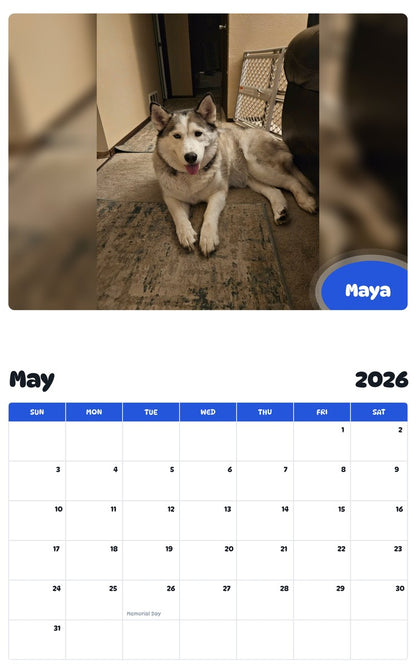 2026 - 2027 Maya - Pawidols Pet Calendar