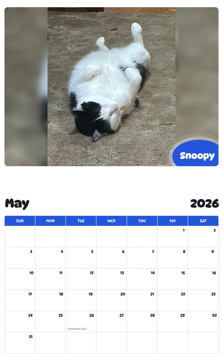 2026 - 2027 Snoopy - Pawidols Pet Calendar