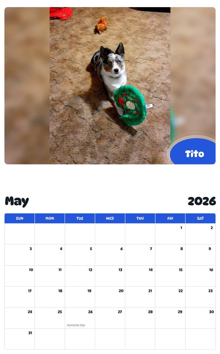 2026 - 2027 Tito - Pawidols Pet Calendar