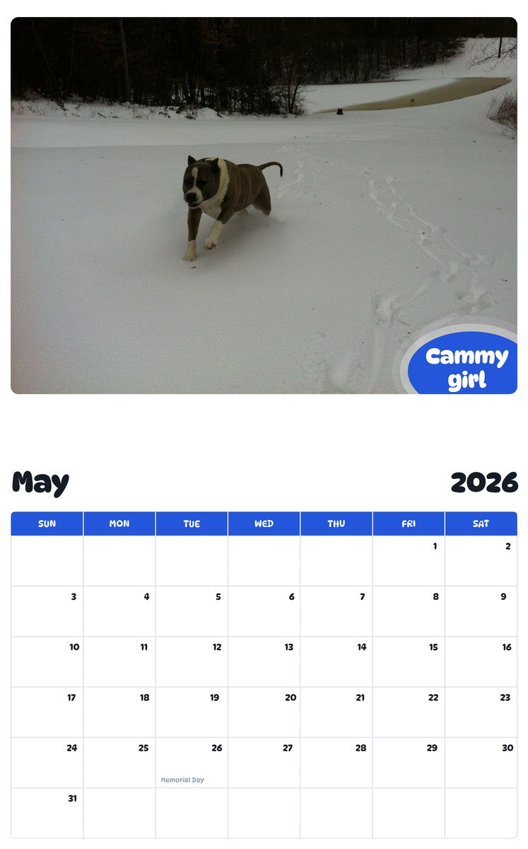 2026 - 2027 Cammy girl - Pawidols Pet Calendar