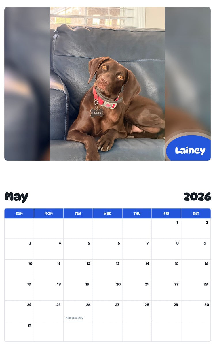 2026 - 2027 Lainey - Pawidols Pet Calendar