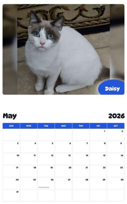 2026 - 2027 Daisy - Pawidols Pet Calendar
