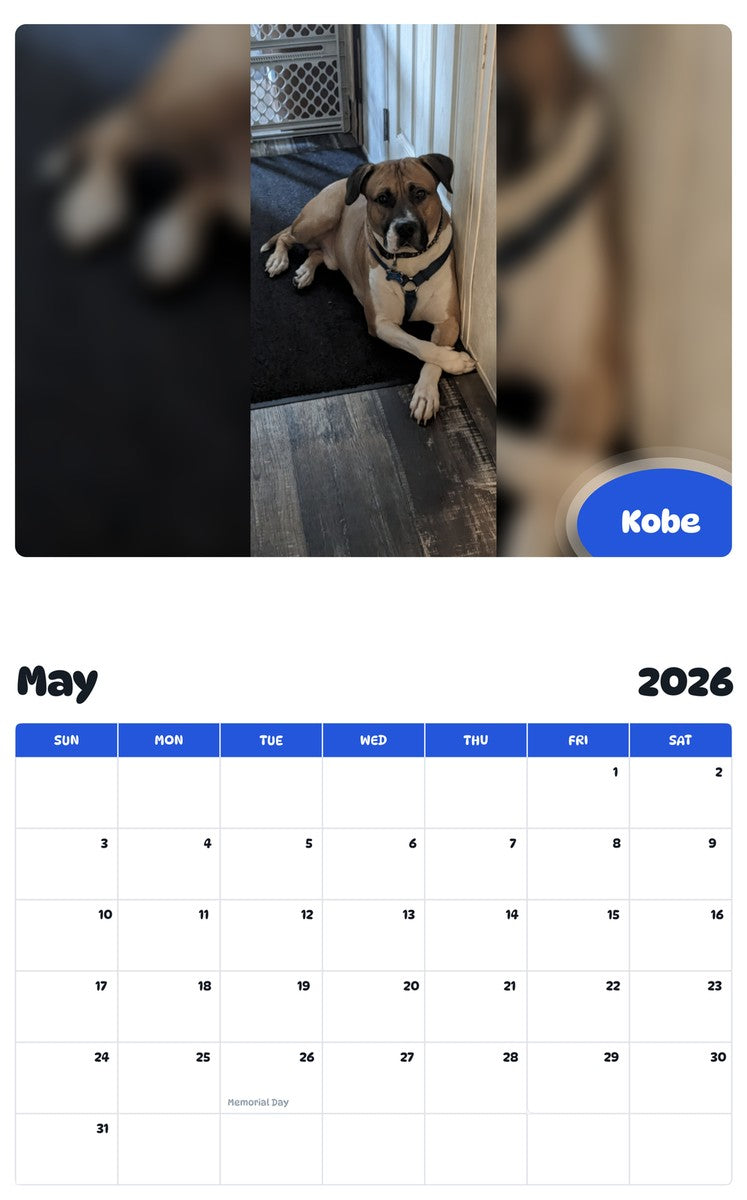 2026 - 2027 Kobe - Pawidols Pet Calendar