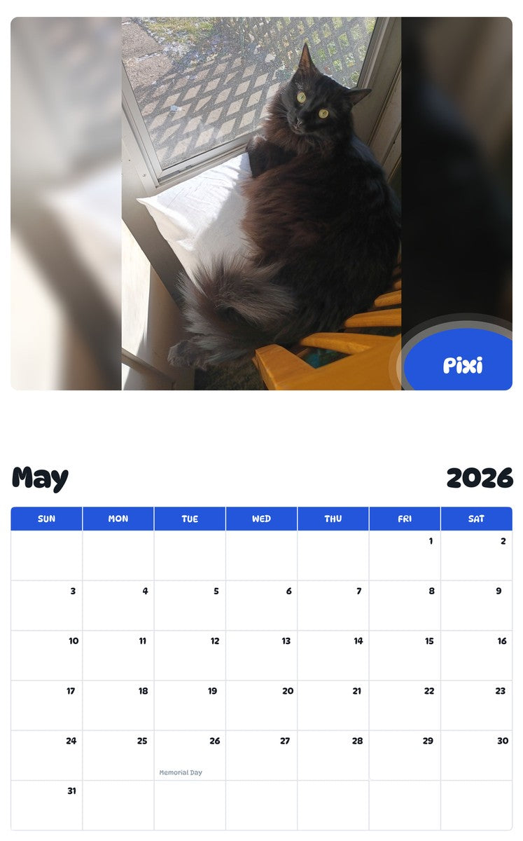 2026 - 2027 Pixi - Pawidols Pet Calendar