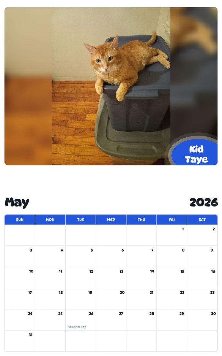 2026 - 2027 Kid Taye - Pawidols Pet Calendar