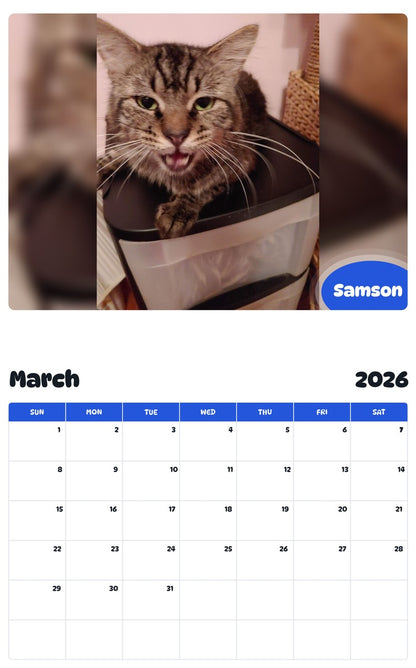 November 2025 - October 2026 Samson - Pawidols Pet Calendar