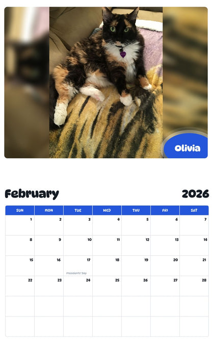October 2025 - September 2026 Olivia - Pawidols Pet Calendar