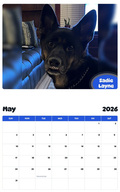 2026 - 2027 Sadie Layne - Pawidols Pet Calendar