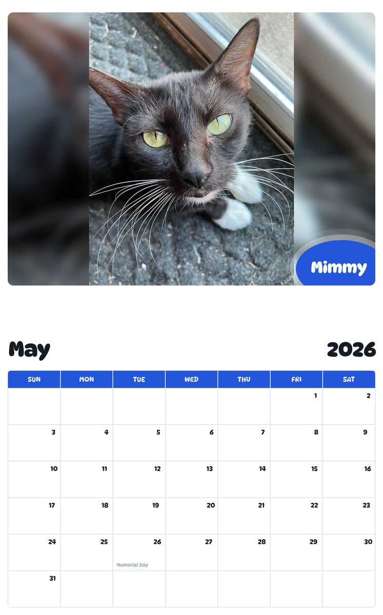 2026 - 2027 Mimmy - Pawidols Pet Calendar