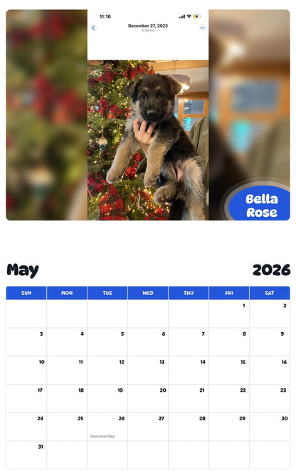 2026 - 2027 Bella Rose - Pawidols Pet Calendar