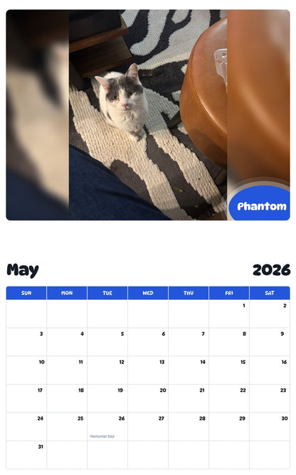 2026 - 2027 Phantom - Pawidols Pet Calendar