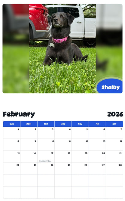 November 2025 - October 2026 Shelby - Pawidols Pet Calendar