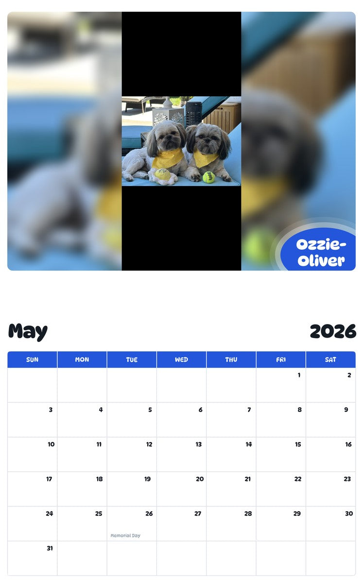 2026 - 2027 Ozzie-Oliver - Pawidols Pet Calendar