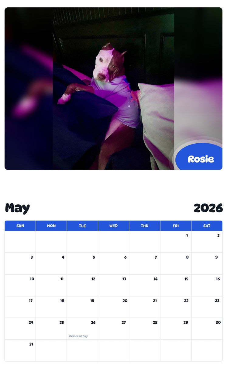 2026 - 2027 Rosie - Pawidols Pet Calendar