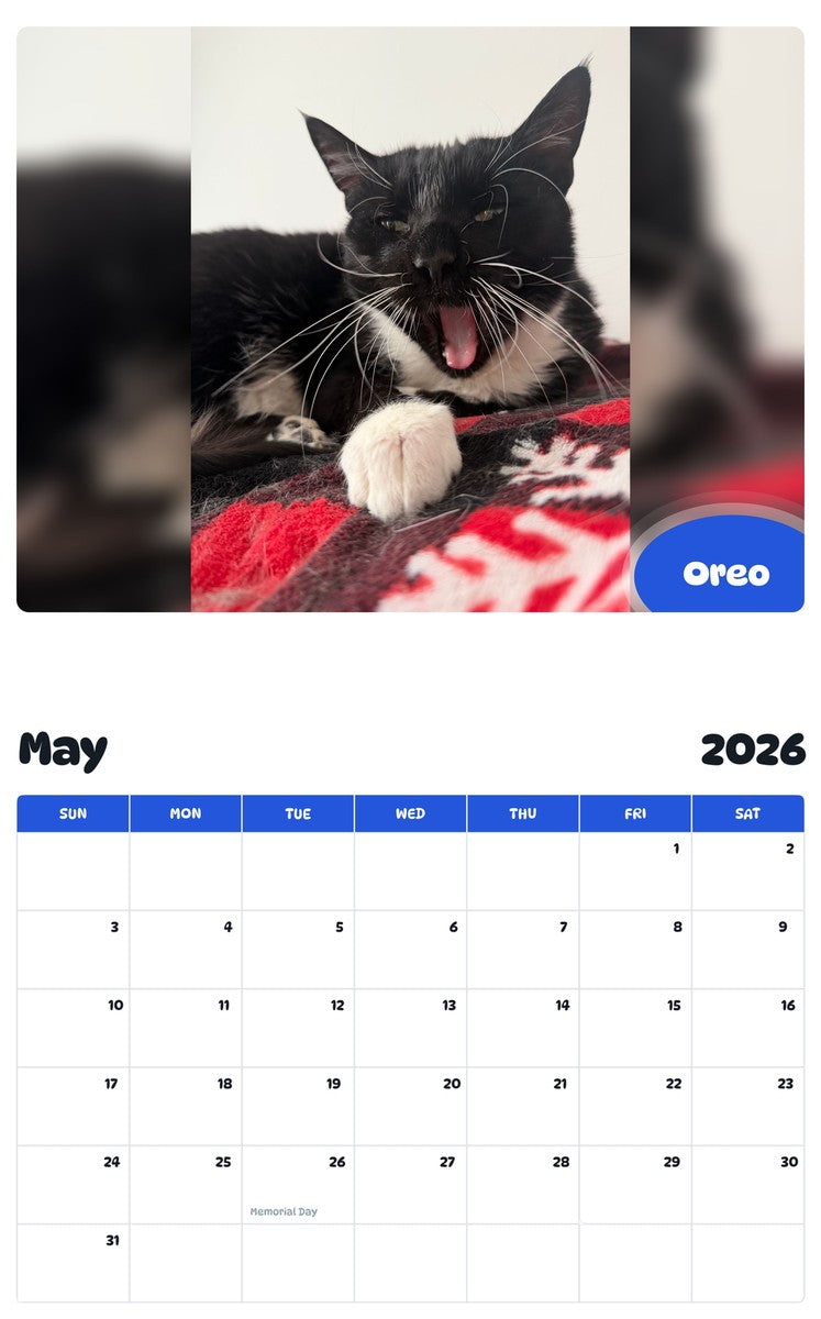 2026 - 2027 Oreo - Pawidols Pet Calendar