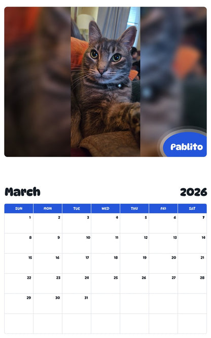 November 2025 - October 2026 Pablito - Pawidols Pet Calendar