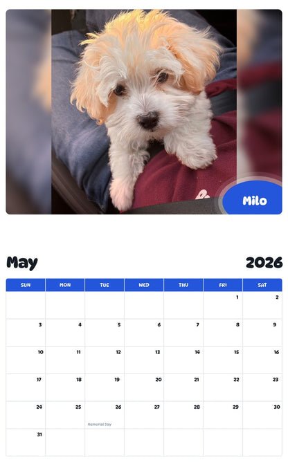 2026 - 2027 Milo - Pawidols Pet Calendar