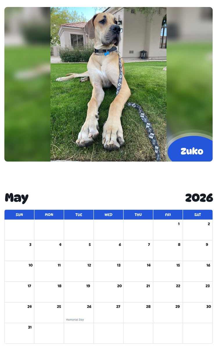 2026 - 2027 Zuko - Pawidols Pet Calendar