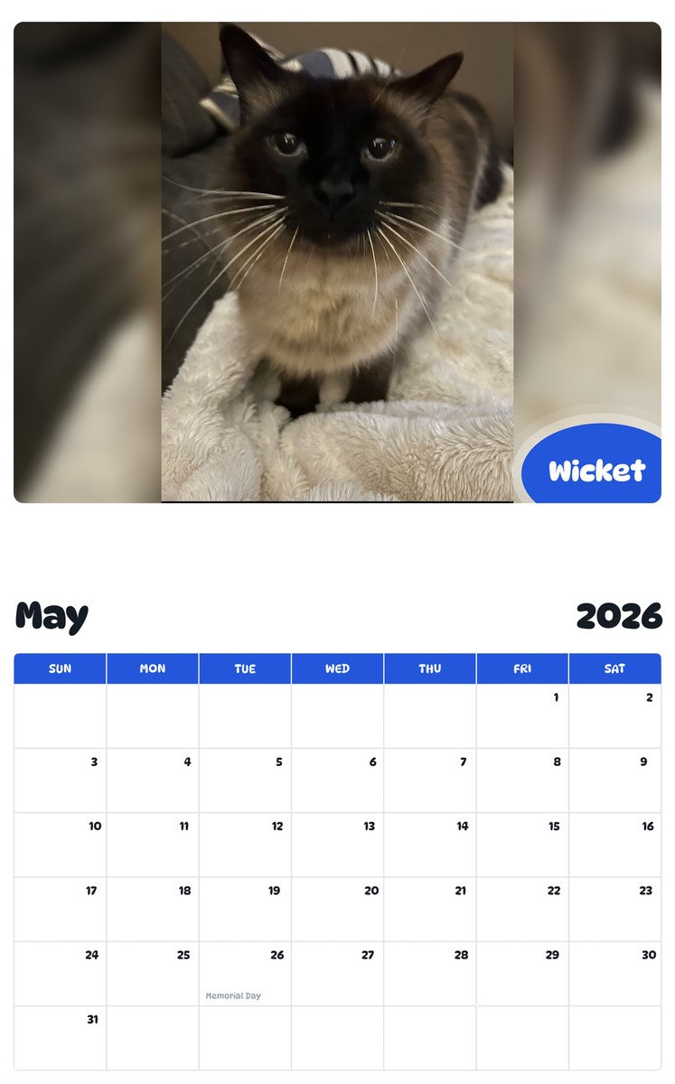 2026 - 2027 Wicket - Pawidols Pet Calendar