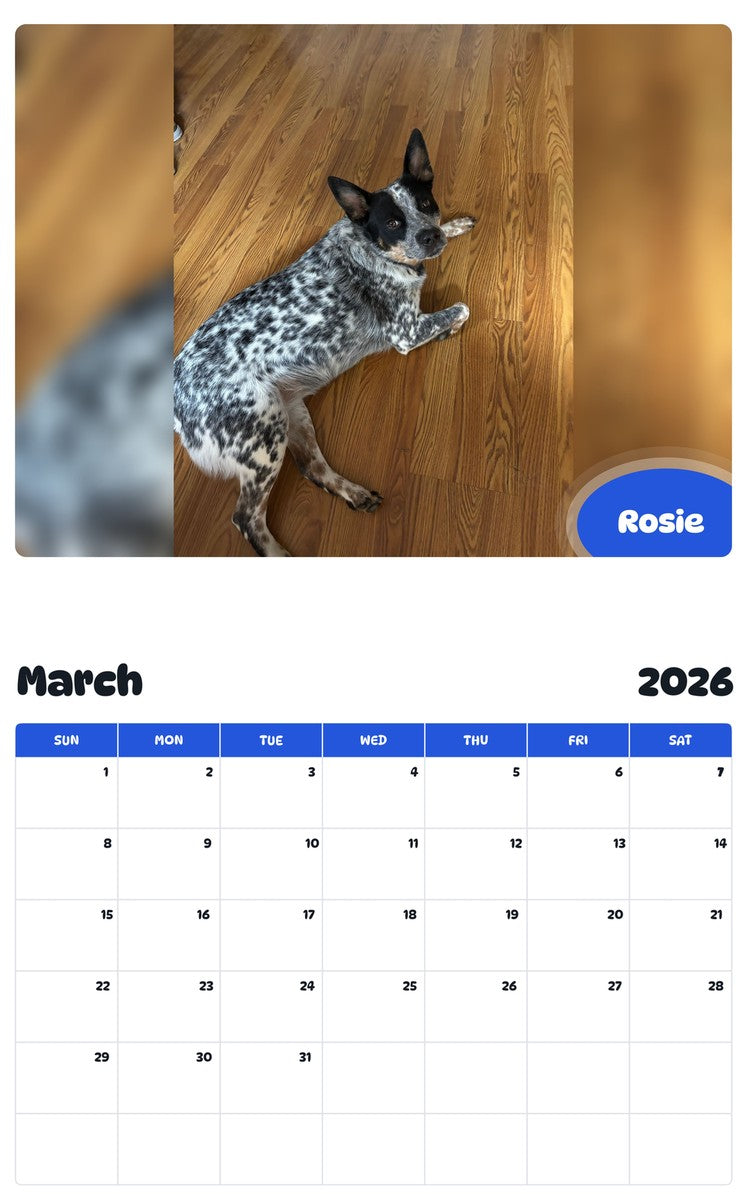 November 2025 - October 2026 Rosie - Pawidols Pet Calendar
