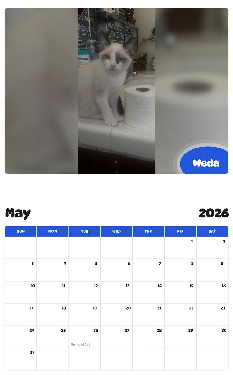 2026 - 2027 Weda - Pawidols Pet Calendar