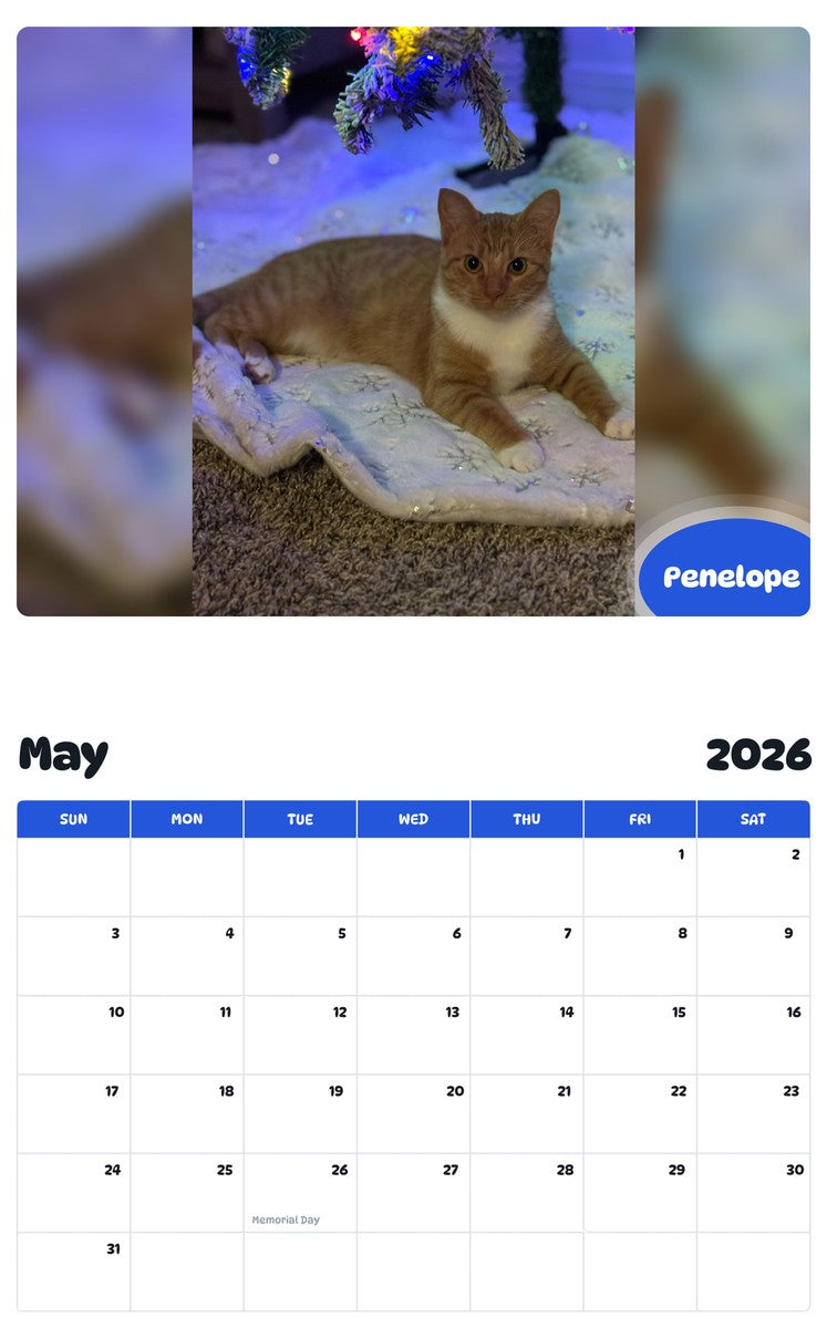 2026 - 2027 Penelope - Pawidols Pet Calendar