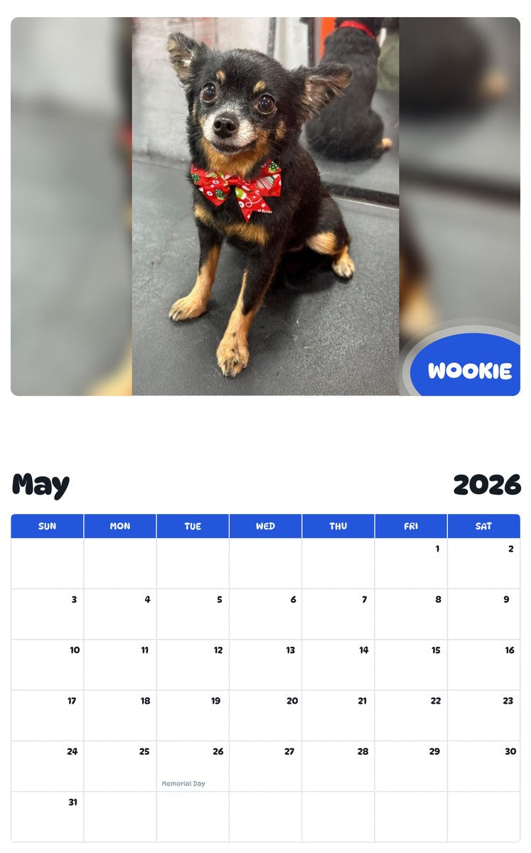 2026 - 2027 WOOKIE - Pawidols Pet Calendar