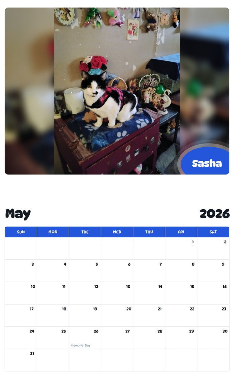 2026 - 2027 Sasha - Pawidols Pet Calendar