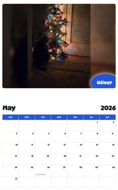 2026 - 2027 Oliver - Pawidols Pet Calendar