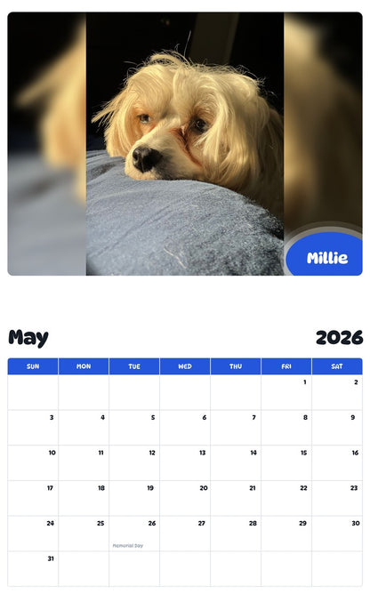 2026 - 2027 Millie - Pawidols Pet Calendar