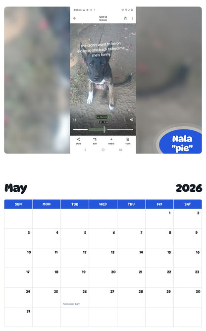 2026 - 2027 Nala "pie" - Pawidols Pet Calendar
