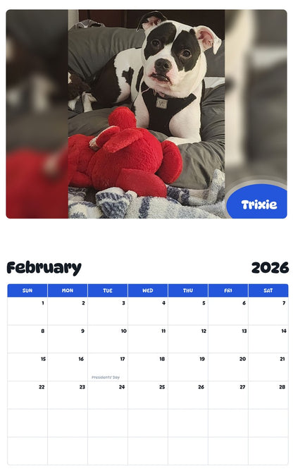 October 2025 - September 2026 Trixie - Pawidols Pet Calendar