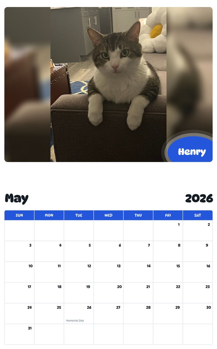 2026 - 2027 Henry - Pawidols Pet Calendar