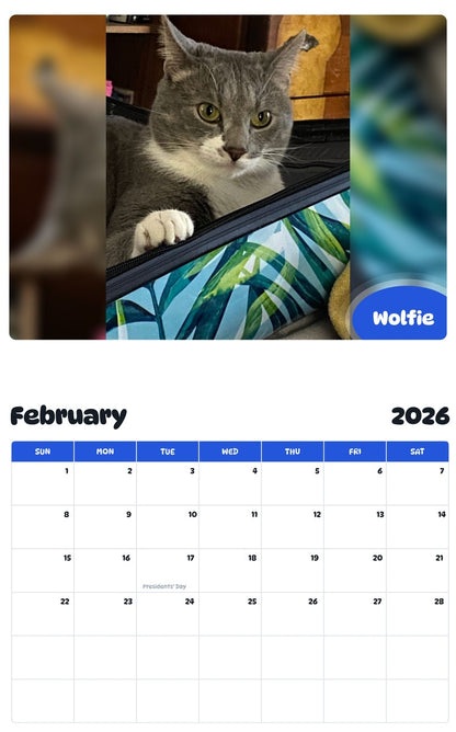 October 2025 - September 2026 Wolfie - Pawidols Pet Calendar