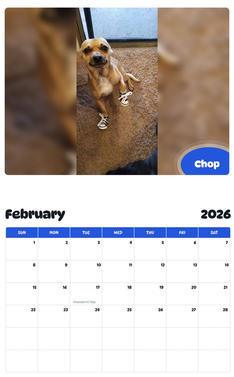 October 2025 - September 2026 Chop - Pawidols Pet Calendar
