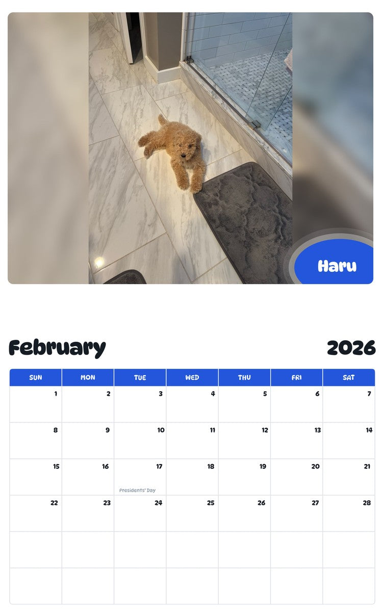 October 2025 - September 2026 Haru - Pawidols Pet Calendar