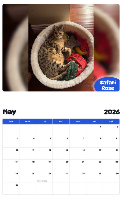 2026 - 2027 Safari Rose - Pawidols Pet Calendar