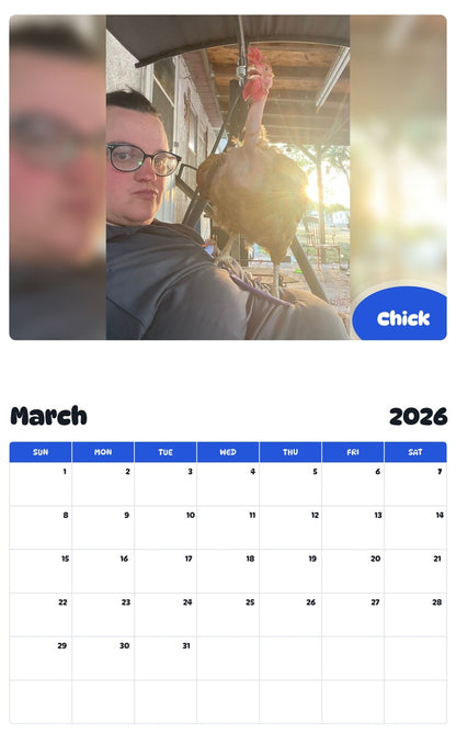 November 2025 - October 2026 Chick - Pawidols Pet Calendar