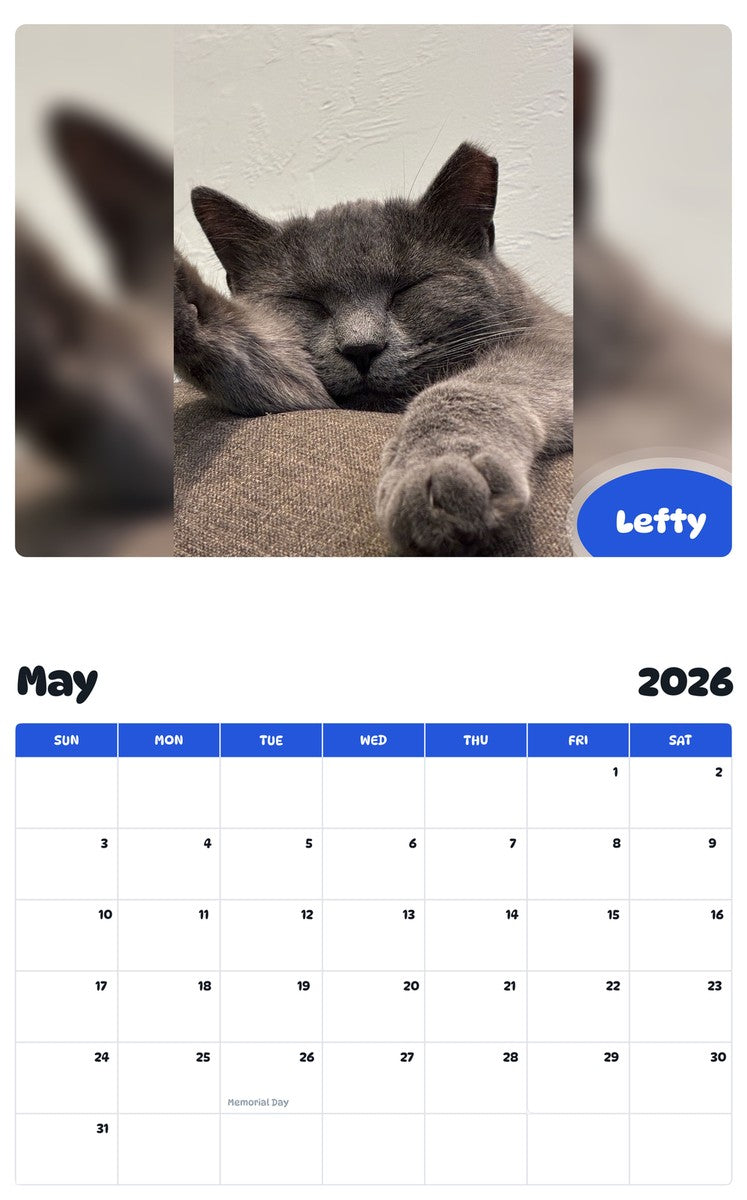 2026 - 2027 Lefty - Pawidols Pet Calendar