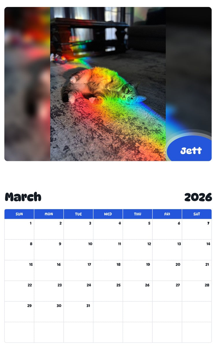 November 2025 - October 2026 Jett - Pawidols Pet Calendar