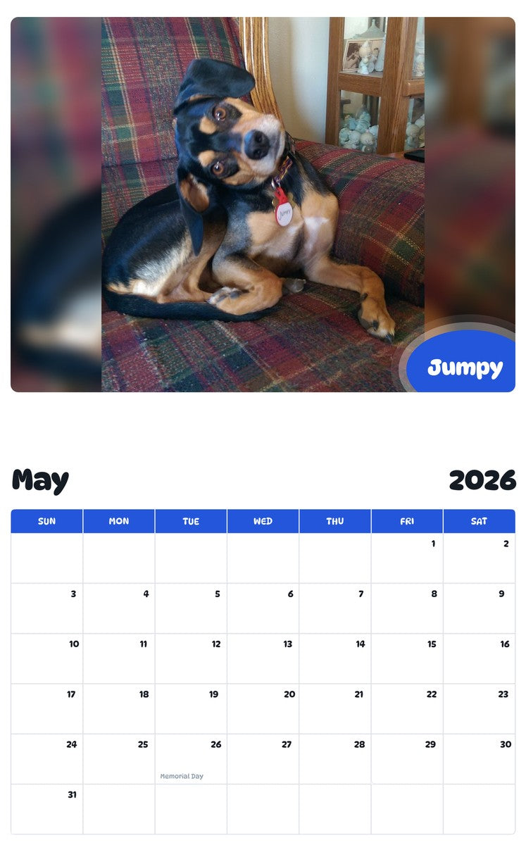 2026 - 2027 Jumpy - Pawidols Pet Calendar
